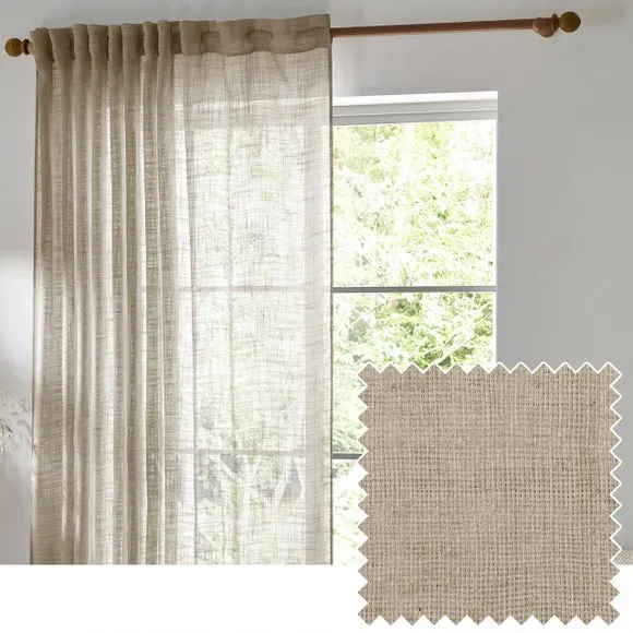 Tab Top Voile Panel - Linen, Polyester