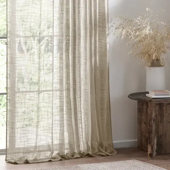 Tab Top Voile Panel - Linen, Polyester