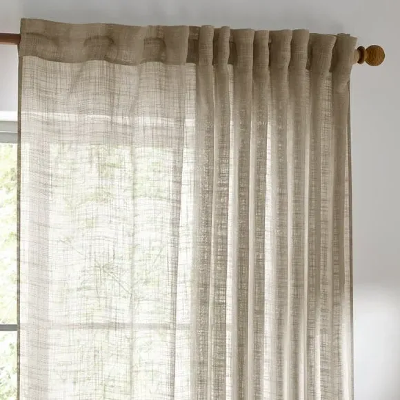 Tab Top Voile Panel - Linen, Polyester