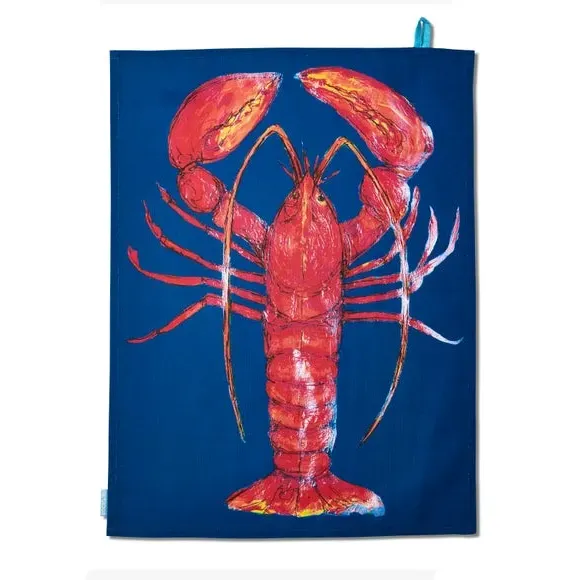2-Pack Tea Towels with Lobster Design - Blue, Cotton