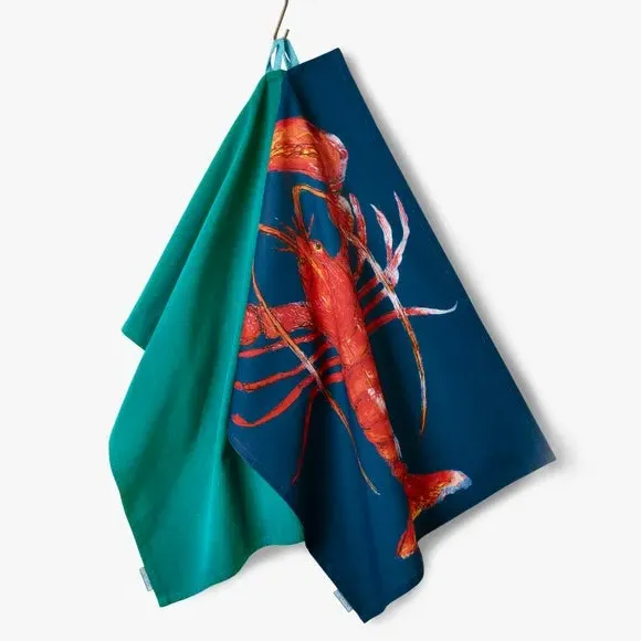2-Pack Tea Towels with Lobster Design - Blue, Cotton image