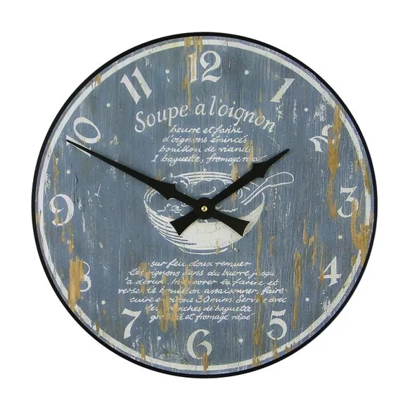 French Onion Soup Wall Clock - Blue