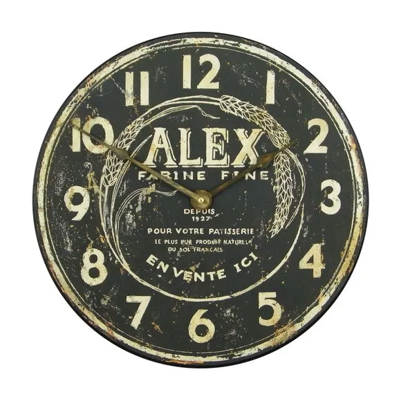Kitchen Wall Clock Vintage Style - Black