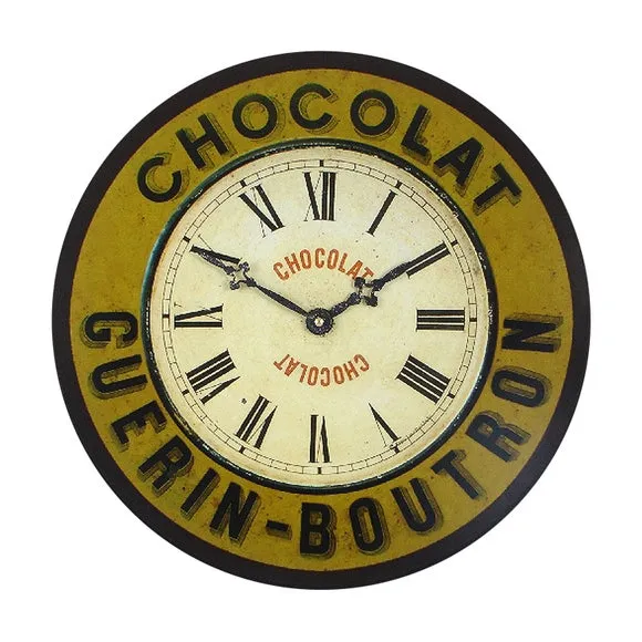 Round Wall Clock Vintage Style - Yellow