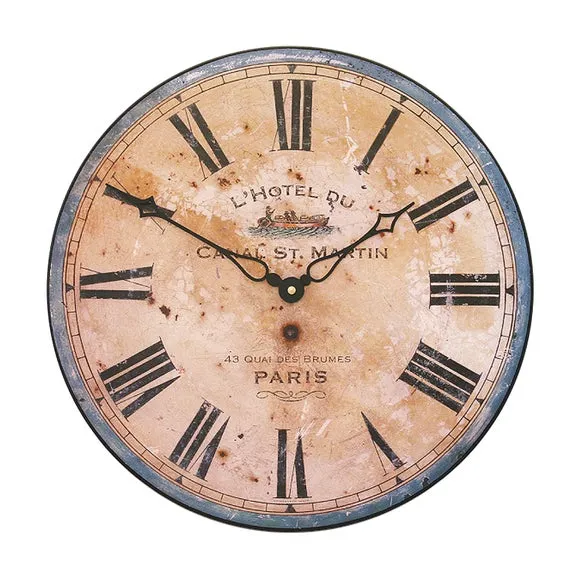 Round Wall Clock with Roman Numerals - Blue