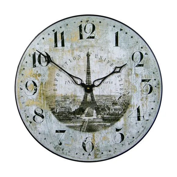 Vintage Wall Clock Eiffel Tower - White
