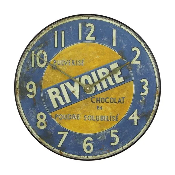 Wall Clock Vintage Design - Blue, Metal