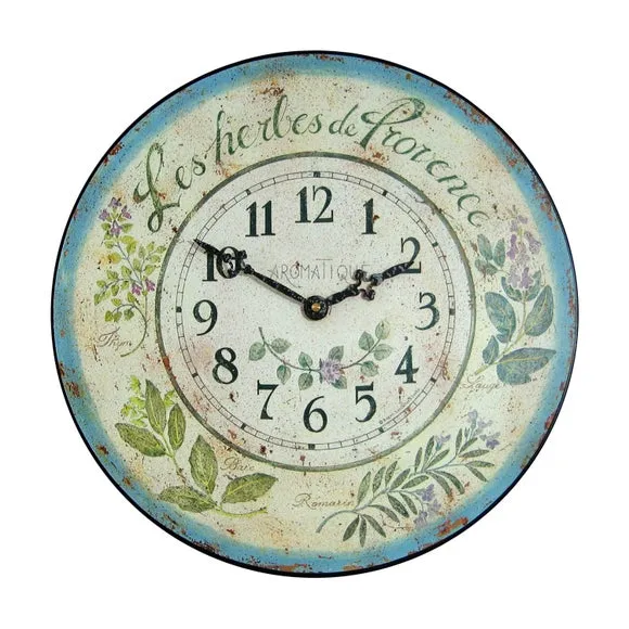 Wall Clock with Herb Design - Blue