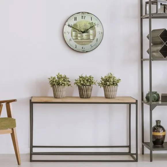 Wall Clock with Herb Design - Cream image
