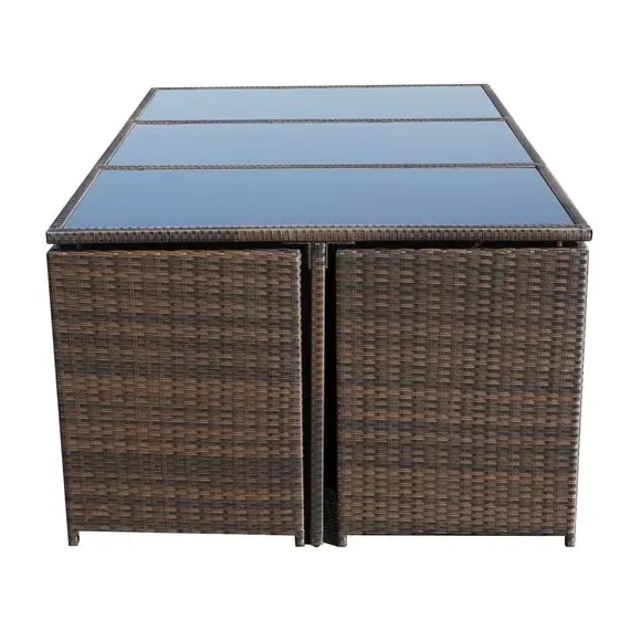 10-Seater Cube Dining Set - Brown, Steel