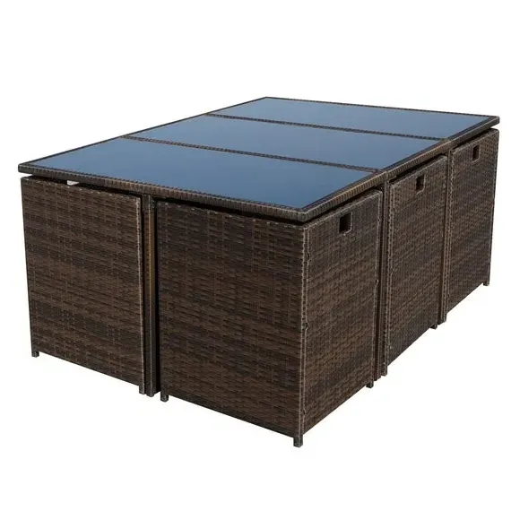 10-Seater Cube Dining Set - Brown, Steel