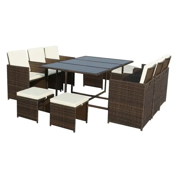 10-Seater Cube Dining Set - Brown, Steel image
