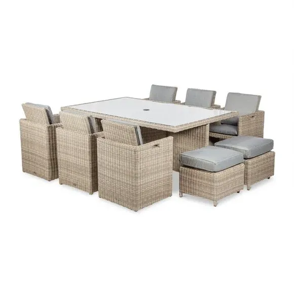 10-Seater Cube Dining Set - Natural, Rattan