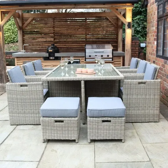 10-Seater Cube Dining Set - Natural, Rattan image