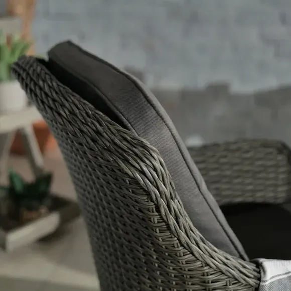 2-Seater Bistro Set with Glass Top - Grey, Wicker