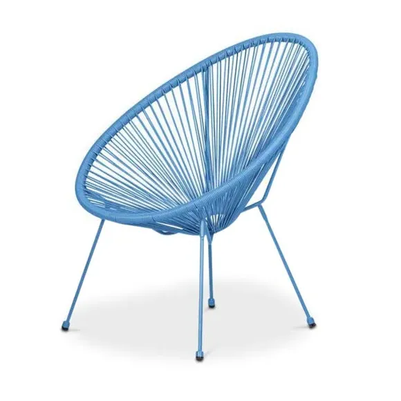 2-Seater Egg Chair Bistro Set - Blue, Rattan