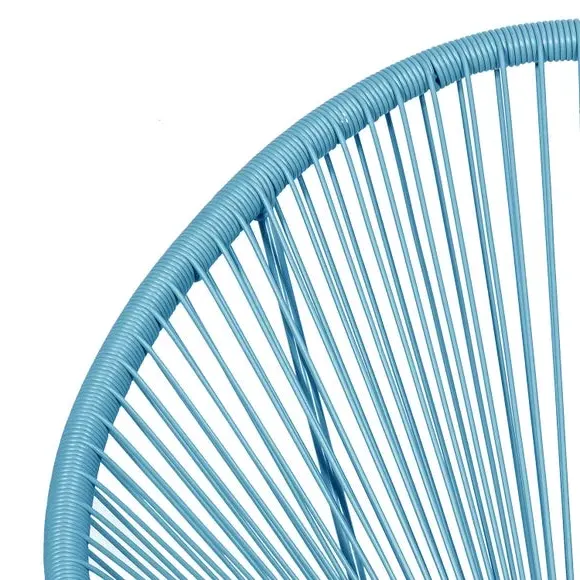 2-Seater Egg Chair Bistro Set - Blue, Rattan