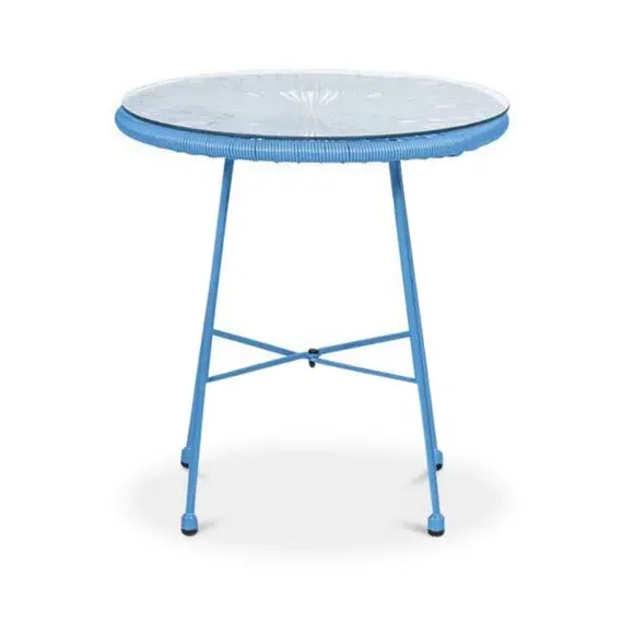 2-Seater Egg Chair Bistro Set - Blue, Rattan