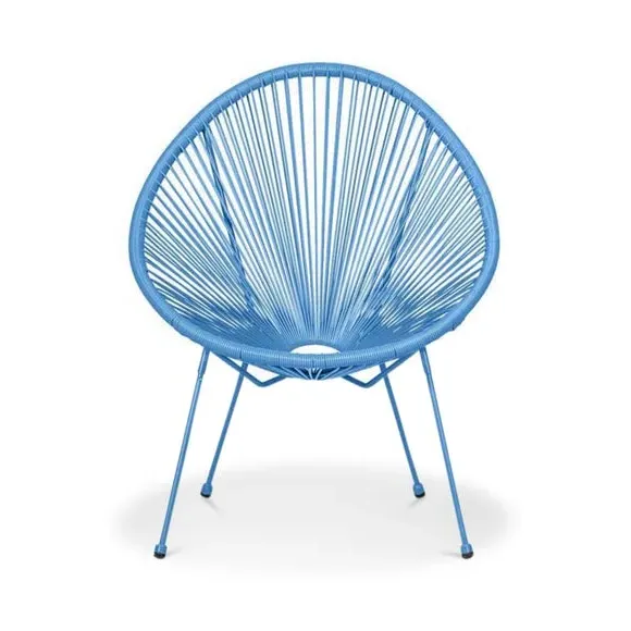 2-Seater Egg Chair Bistro Set - Blue, Rattan