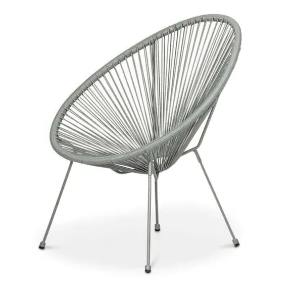 2-Seater Egg Chair Bistro Set - Grey, Rattan