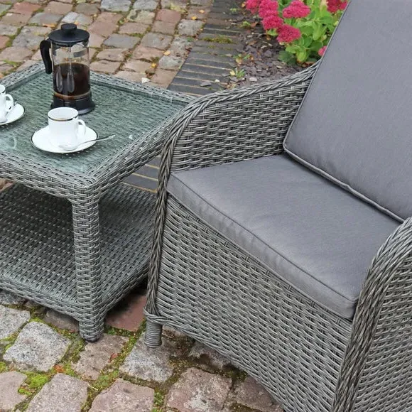 2-Seater Outdoor Companion Set - Grey, Wicker