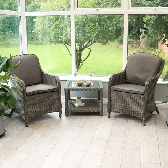 2-Seater Outdoor Companion Set - Grey, Wicker