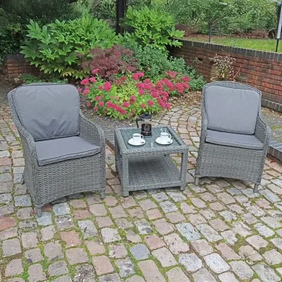 2-Seater Outdoor Companion Set - Grey, Wicker