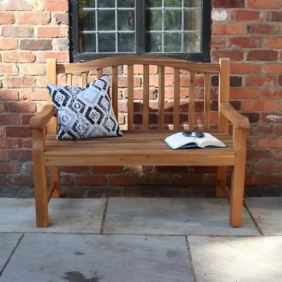 2-Seater Outdoor Dining Bench - Medium Wood