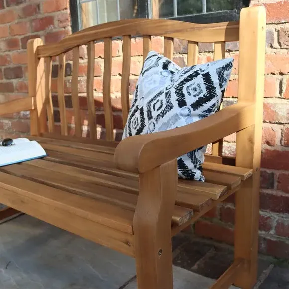 2-Seater Outdoor Dining Bench - Medium Wood
