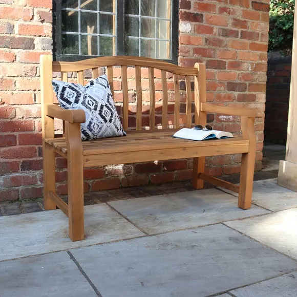 2-Seater Outdoor Dining Bench - Medium Wood image