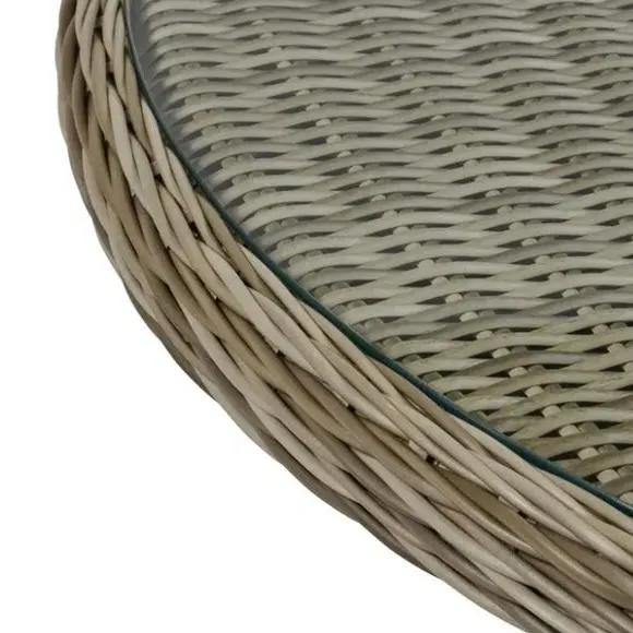 2-Seater Round Bistro Set - Grey, Rattan