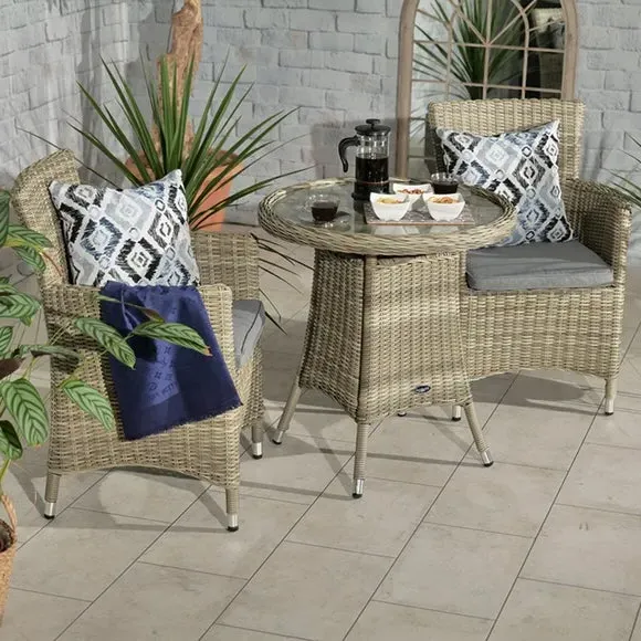2-Seater Round Bistro Set - Grey, Rattan image