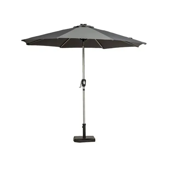 2.7m Parasol with LED Lights - Grey, Aluminium
