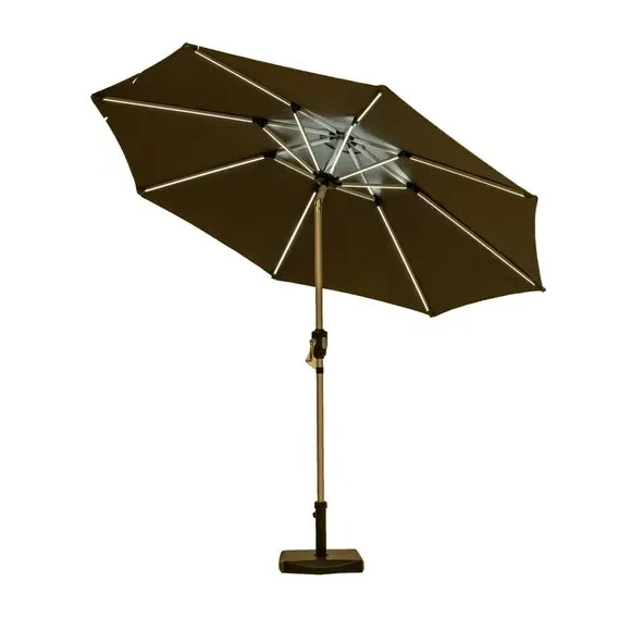 2.7m Parasol with LED Lights - Ivory, Aluminium