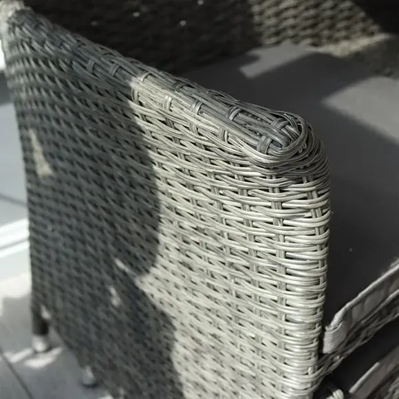 3-Piece Outdoor Set with Footstools - Grey, Rattan