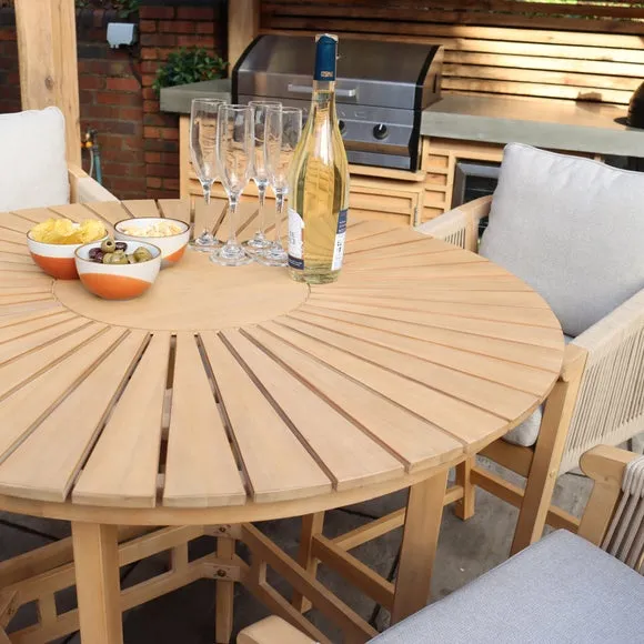 4-Seater Bar Set with Cushions - Natural, Acacia