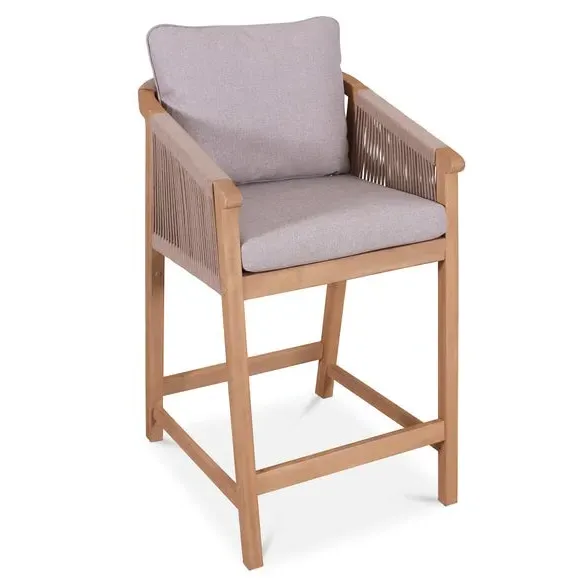 4-Seater Bar Set with Cushions - Natural, Acacia