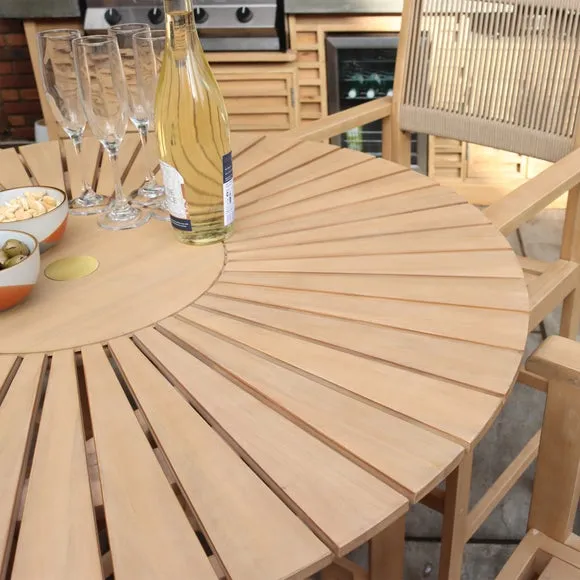 4-Seater Bar Set with Rope Stools - Natural, Acacia