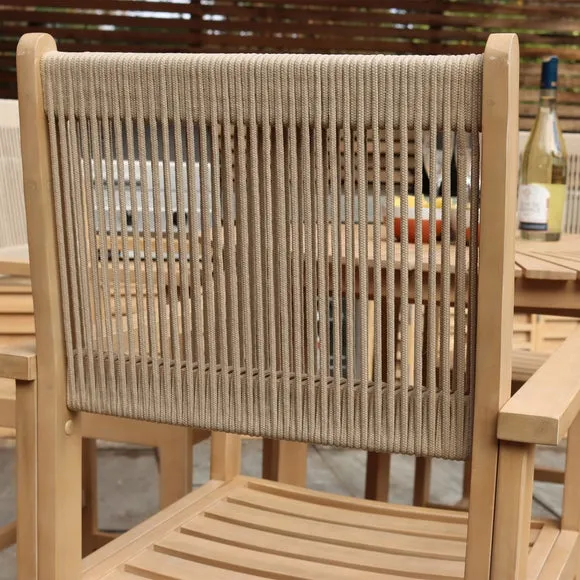 4-Seater Bar Set with Rope Stools - Natural, Acacia