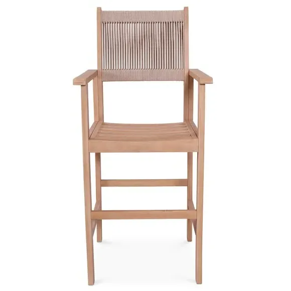 4-Seater Bar Set with Rope Stools - Natural, Acacia