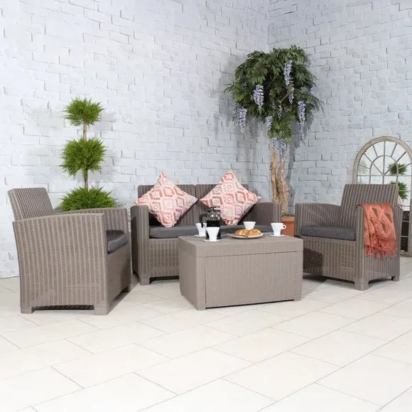 4-Seater Outdoor Conversation Set - Taupe, Resin