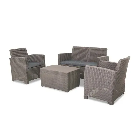 4-Seater Outdoor Conversation Set - Taupe, Resin