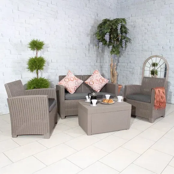 4-Seater Outdoor Conversation Set - Taupe, Resin