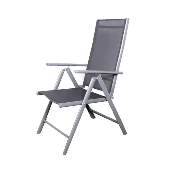 4-Seater Outdoor Dining Set with Recliners - Black