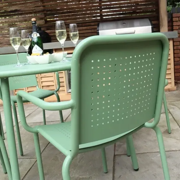 4-Seater Round Dining Set - Olive, Steel