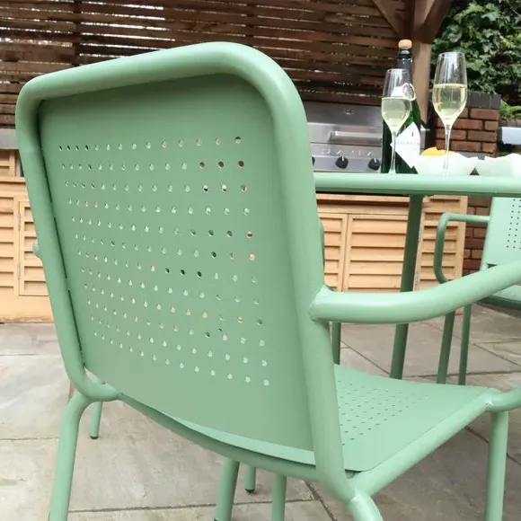 4-Seater Round Dining Set - Olive, Steel