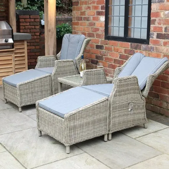 5-Piece Reclining Outdoor Set - Natural, Rattan