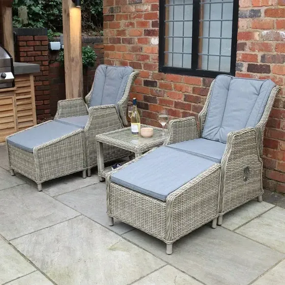 5-Piece Reclining Outdoor Set - Natural, Rattan image
