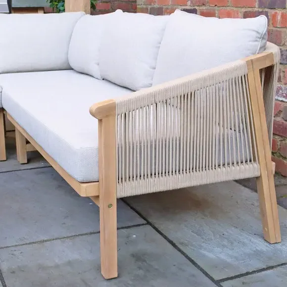 5-Seater Corner Lounge Set - Light Wood, Acacia