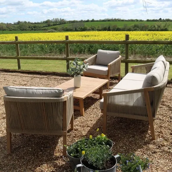5-Seater Outdoor Lounger Set - Light Wood, Acacia